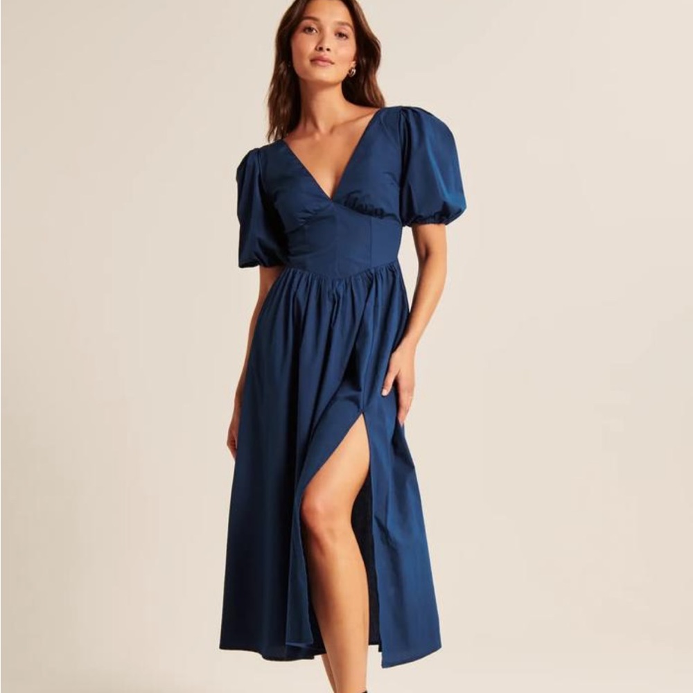 NWT Abercrombie & Fitch Blue Puff Sleeve Dress